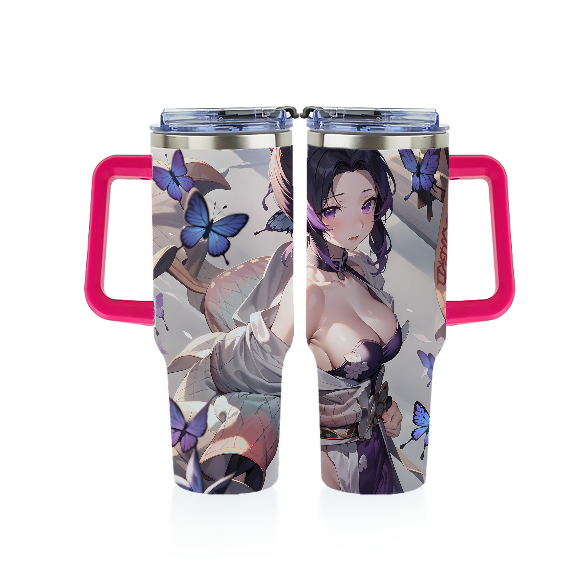 （画像用） 鬼滅の刃（きめつのやいば）蟲柱-胡蝶 しのぶ／こちょう しのぶ Kochou Shinobu 1200ｍLフルプリント車用タンブラー